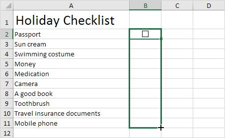Cách tạo Checkbox trong Excel